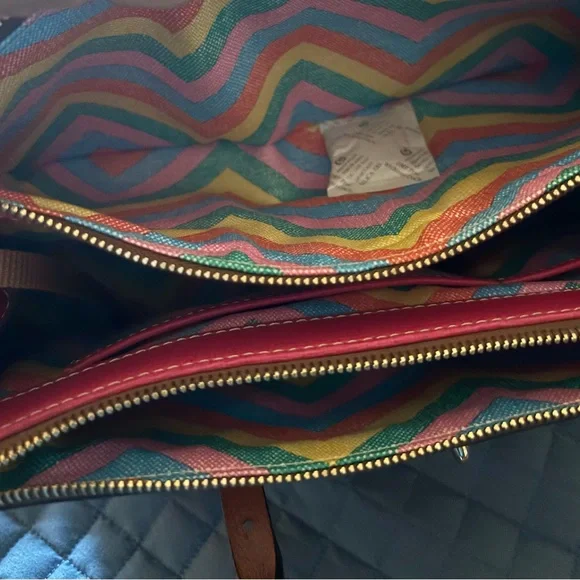 Dooney & Bourke Miller Leather Satchel—Red with tan handles - Picture 11 of 15